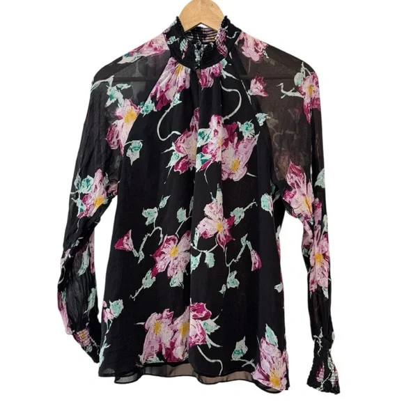 A.L.C. VENETIA TOP Black Floral Blouse - Picture 4 of 13